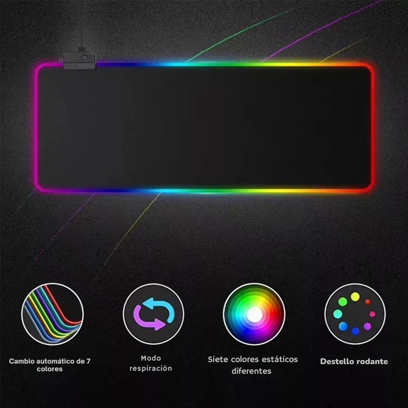 ⚡🖱️Alfombrilla Led Pad Gamer RGB 80×30 🎮✨ Antideslizante
