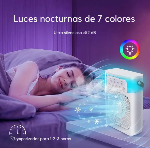 💨✨ MINI VENTILADOR LUZ LED 3EN1 – Aire Fresco, Relajante y Eficiente ¡Todo en Uno!