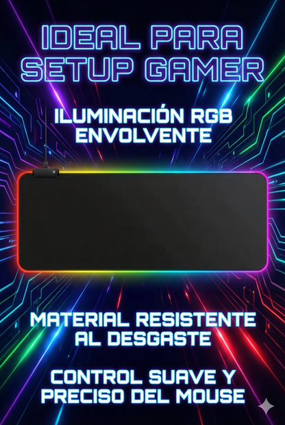 ⚡🖱️Alfombrilla Led Pad Gamer RGB 80×30 🎮✨ Antideslizante
